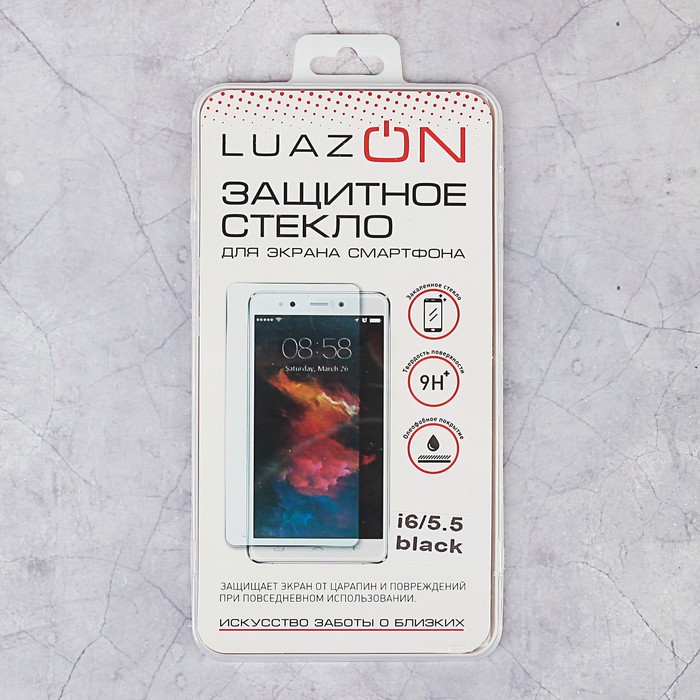 Защитное стекло Luazon iPhone 6/6s plus, чёрное