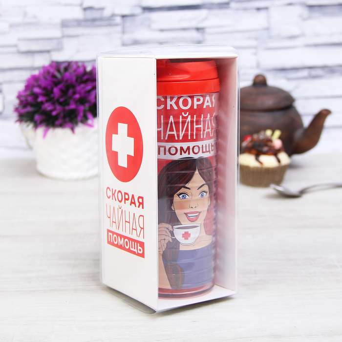 Набор "Скорая чайная помощь", термостакан 350 мл, чай пуэр 30 г