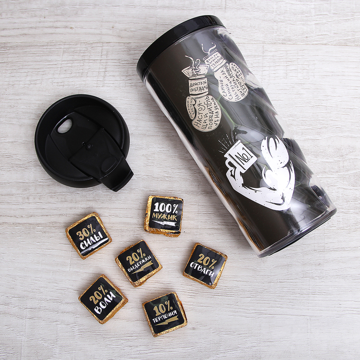 Набор "Мой чай крепче твоих нервов", термостакан 350 мл, чай пуэр 30 г