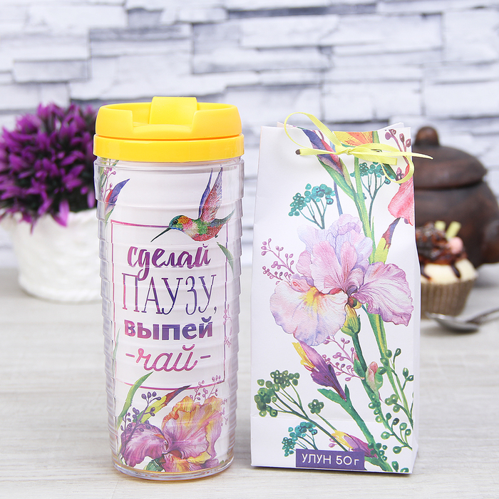 Набор "Сделай паузу", термостакан 350 мл, чай улун 50 г