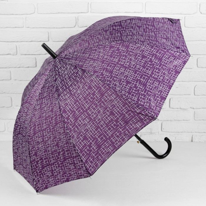 Зонт-трость "Чёрточки", полуавтоматический, R=49см, цвет фиолетовый
