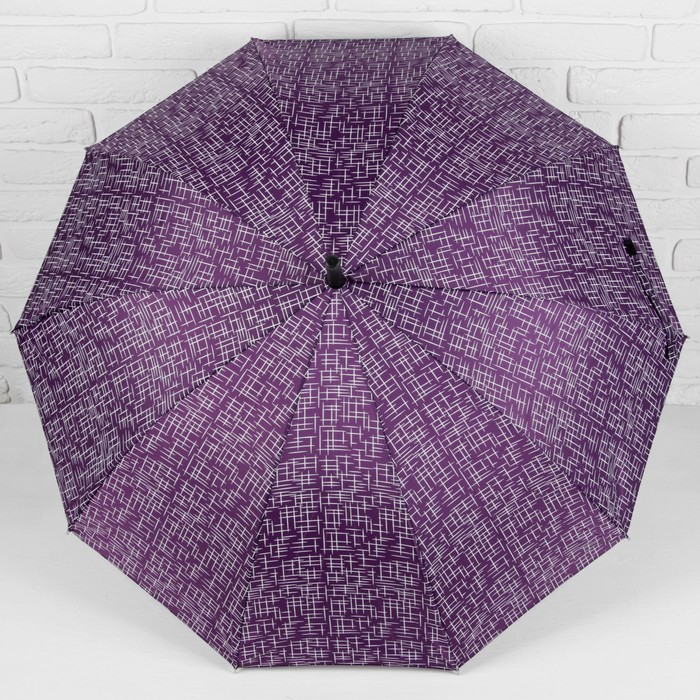Зонт-трость "Чёрточки", полуавтоматический, R=49см, цвет фиолетовый