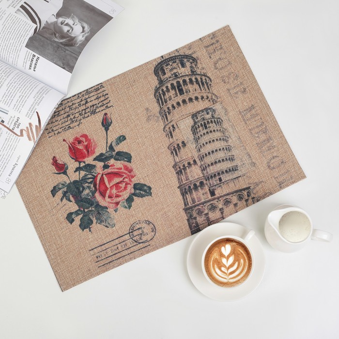 Салфетка кухонная "Пизанская башня " 45х30 см, с кармашком