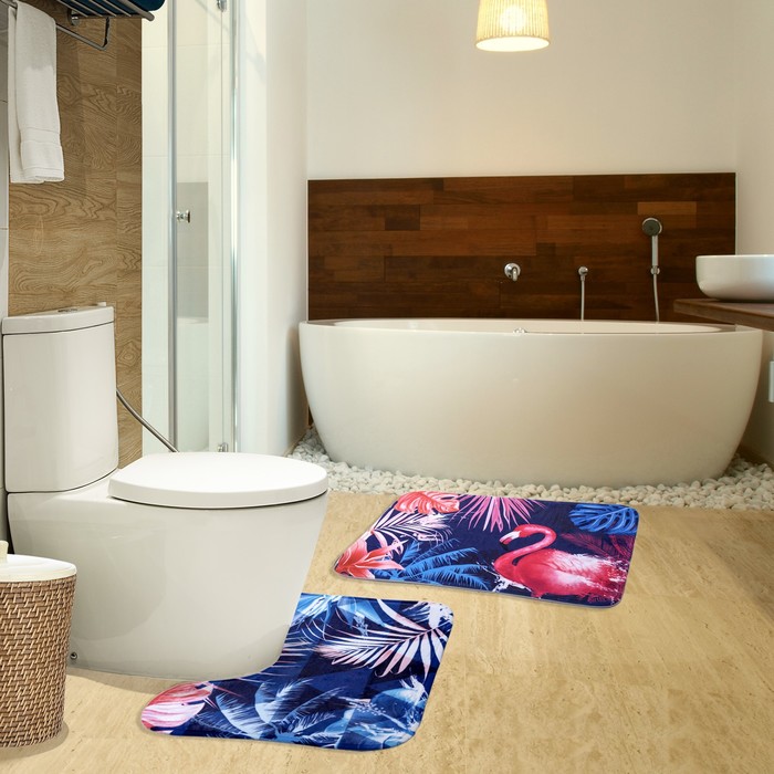Коврик для ванной "Тропики" 46х43 см велюр, поролон 400г/м2