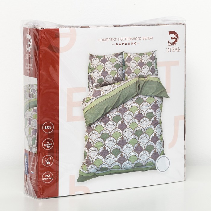 Постельное бельё "Этель" евро Барокко 200х217 см, 220х240 см, 70х70 см - 2 шт, 100% хл, бязь