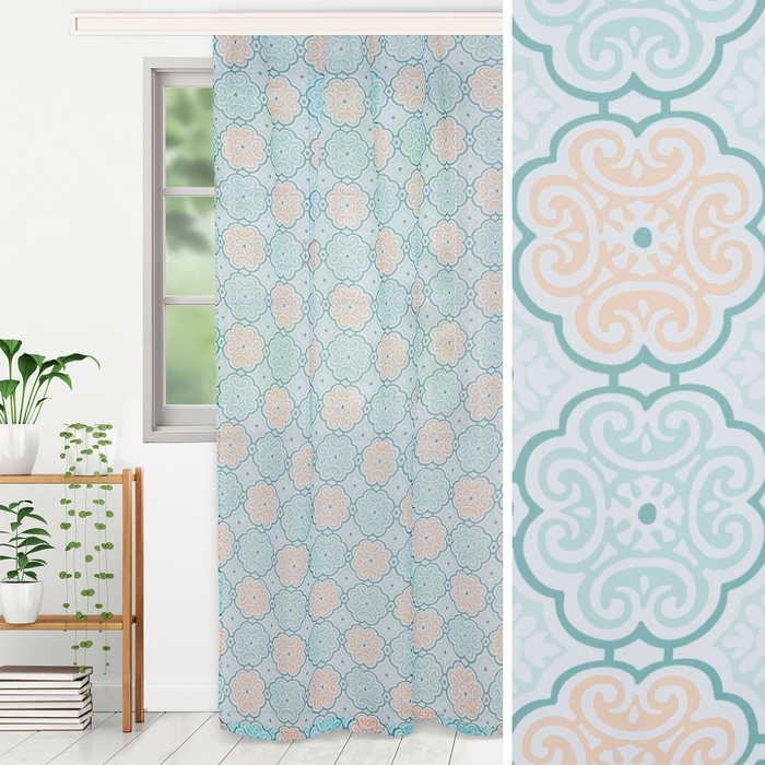 Тюль "Этель" Дамаск цвет зелёный 135х250 см, вуаль, 100% п/э