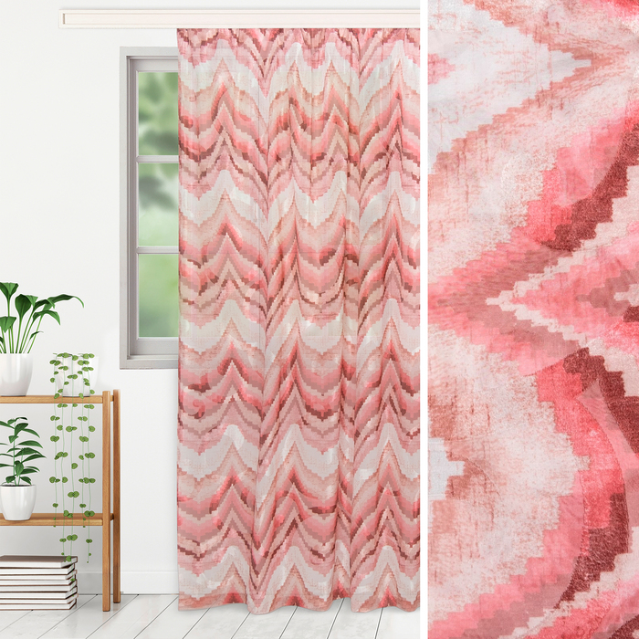 Штора тюлевая сетка с бархатом "Этель" Памир 240х250 см, розовый, 100% п/э