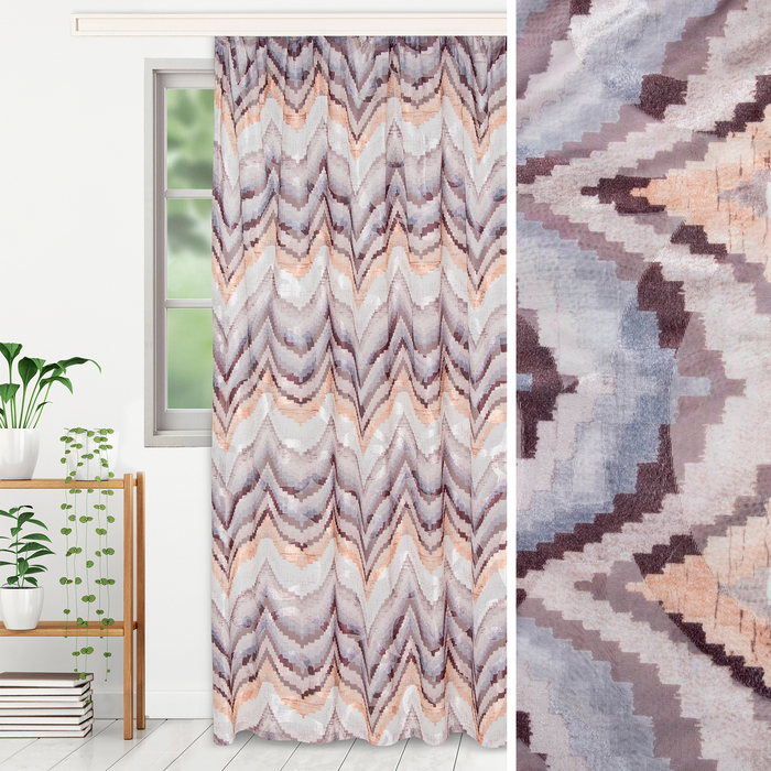 Штора тюлевая сетка с бархатом "Этель" Памир 170х250 см, коричневый,100% п/э