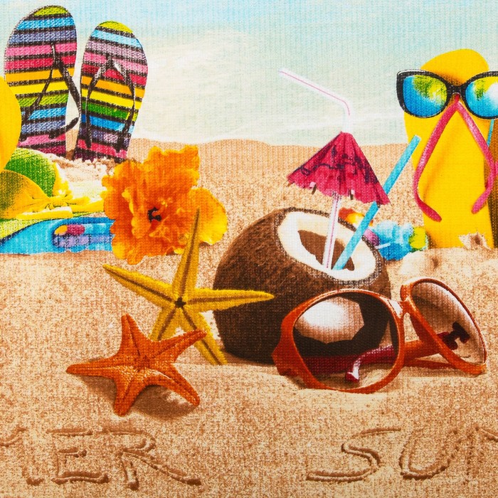 Вафельное полотенце пляжное «Отпуск» 80х150 см, разноцветный, 160г/м2,хлопок 100%