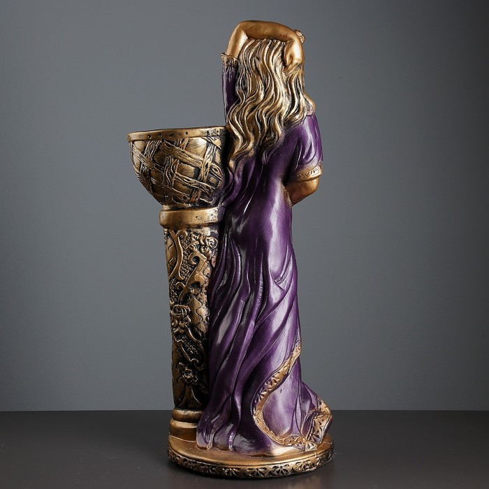 Фигурное кашпо "Девушка у колонны", бронза цвет сирень 64см