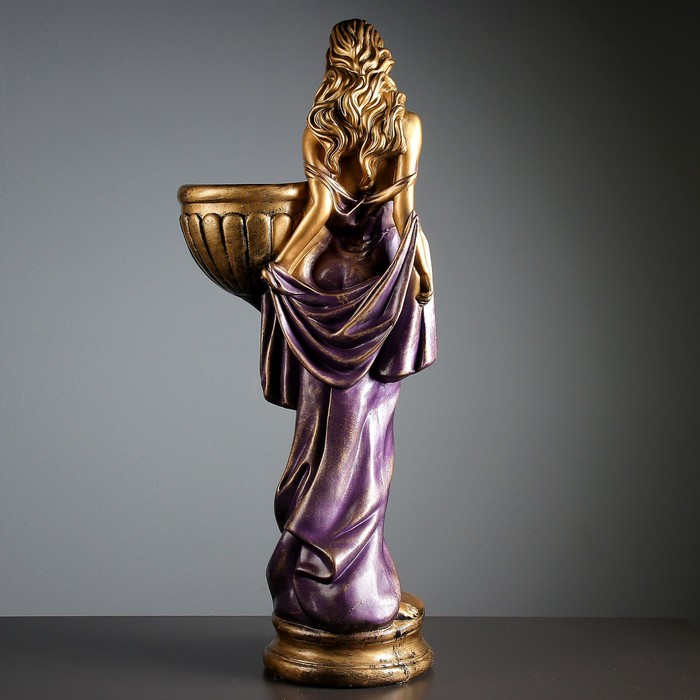 Фигурное кашпо "Девушка в платье" бронза сирень 87см