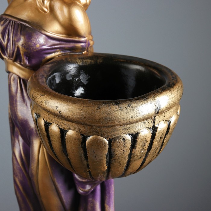 Фигурное кашпо "Девушка в платье" бронза сирень 87см