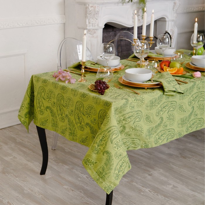 Набор столовый "Этель" Огурцы, цв. Салатовый (скатерть 135х220, салф. 40х40 - 8 шт.), хл с ВМГО