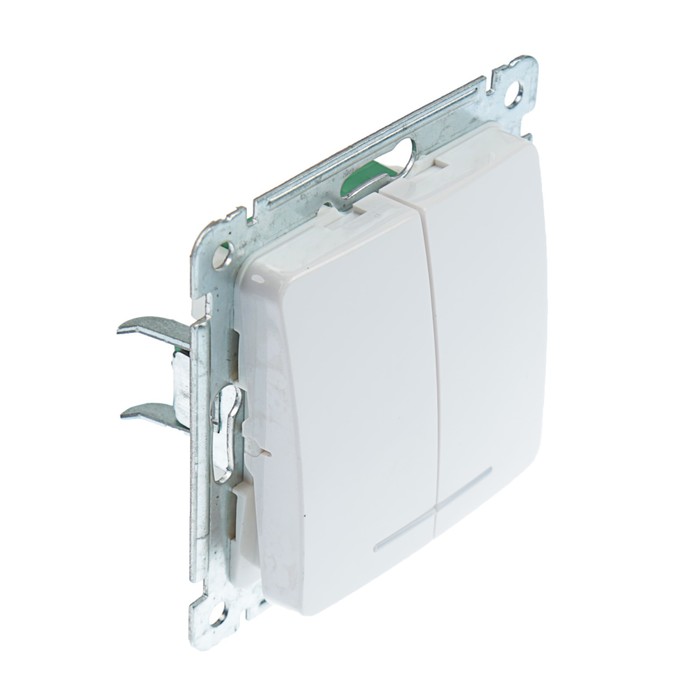 Выключатель HEGEL "Мастер" ВС10-452, 10 А, 2 клавиши, скрытая, с индикацией, белый