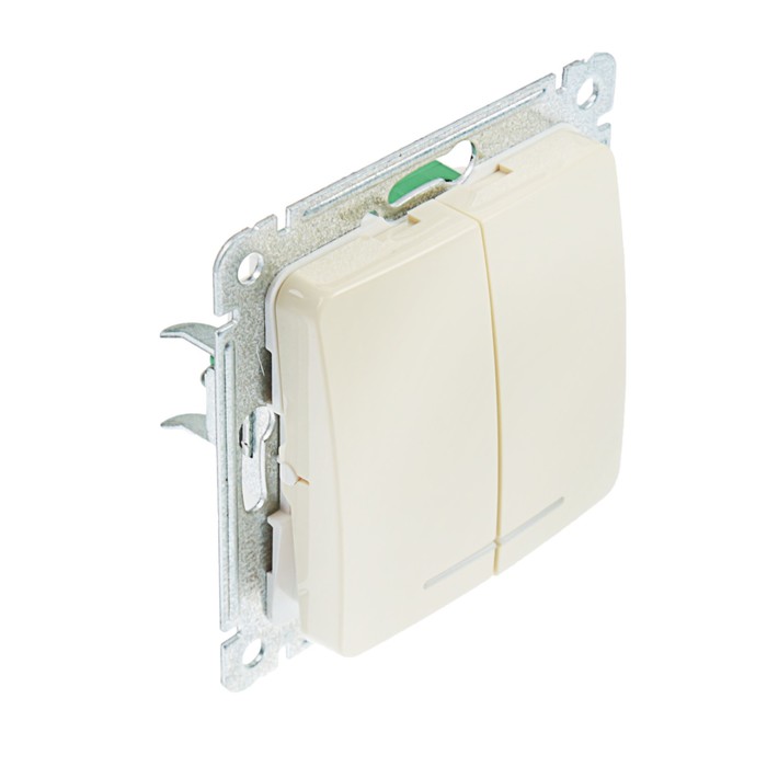 Выключатель HEGEL "Мастер" ВС10-452-01, 10 А, 2 клавиши, скрытая, с индикацией, бежевый