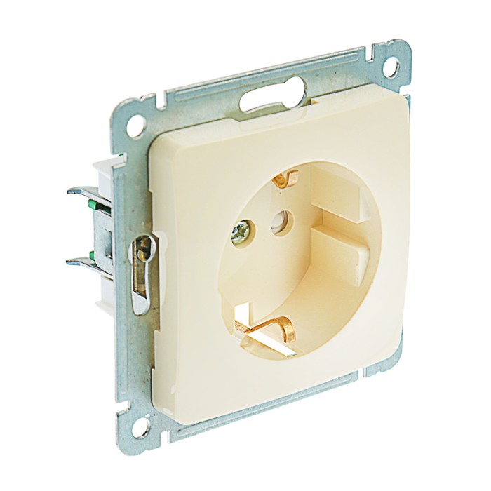 Розетка HEGEL "Мастер" РС16-412-01, 16 А, одноместная, скрытая, со шторками, с з/к, бежевый   357454