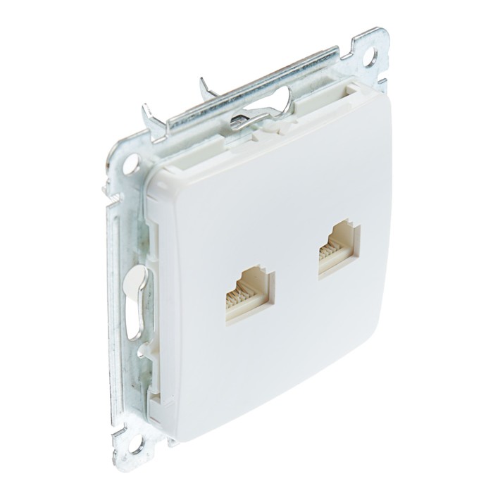 Розетка компьютерная HEGEL "Мастер" РСКК-440, RG-45, кат. 5е, 2 гнезда, скрытая, белый