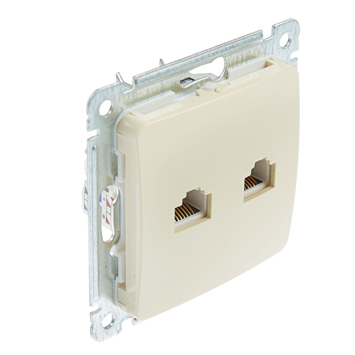 Розетка компьютерная HEGEL "Мастер" РСКК-440-01, RG-45, кат. 5е, 2 гнезда, скрытая, бежевый   357454