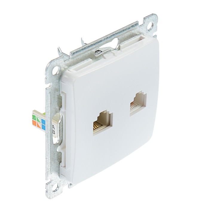 Розетка компьютерная и телефонная HEGEL "Мастер" РСКТ-440, RJ11 + RJ45, скрытая, белый