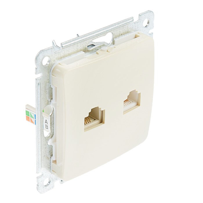 Розетка компьютерная и телефонная HEGEL "Мастер" РСКТ-440-01, RJ11 + RJ45, скрытая, бежевый   357455