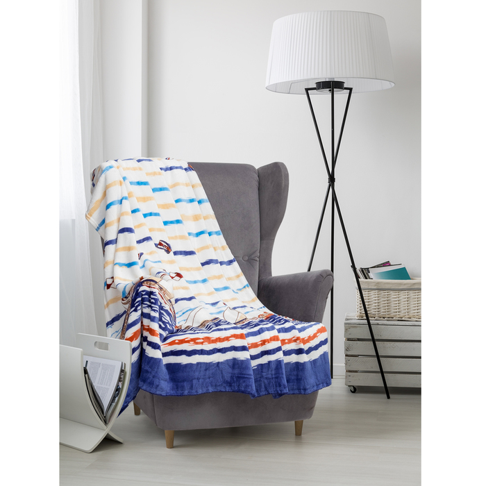 Плед велсофт  "Корабли" 200х200 см, 280 г/м2, 100% п/э