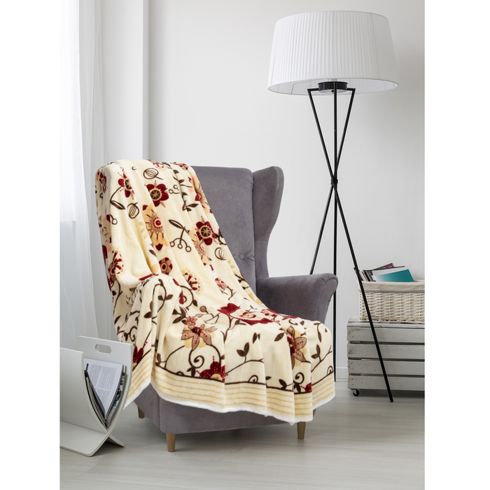 Плед велсофт  "Цветок" 150х200 см, 280 г/м2, 100% п/э