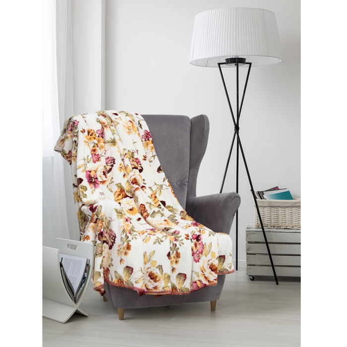 Плед велсофт  "Розочки" 150х200 см, 280 г/м2, 100% п/э