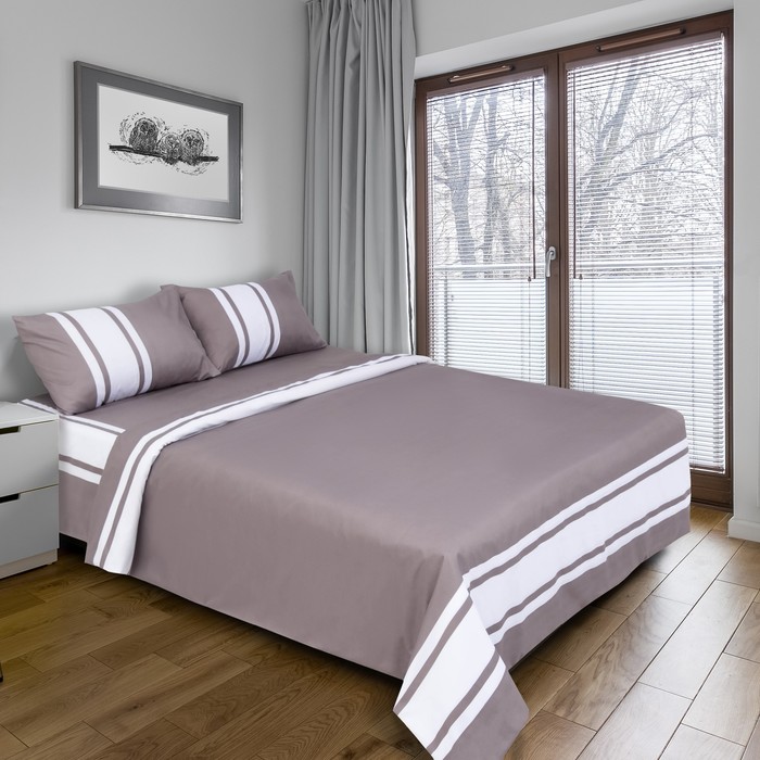 Постельное бельё "Этель" 2 сп. Дерби (серый) 180х210 см, 220х240 см, 50х70 ± 3 см - 2 шт., новосатин