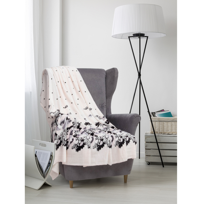 Плед велсофт  "Ромашка" 200х200 см, 280 г/м2, 100% п/э