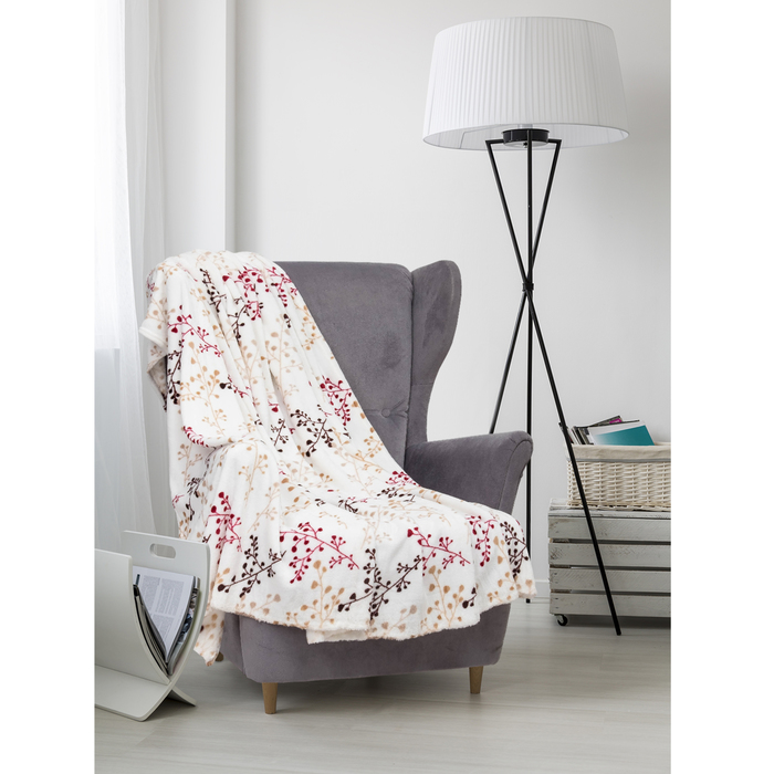 Плед велсофт  "Сакура" 200х200 см, 280 г/м2, 100% п/э