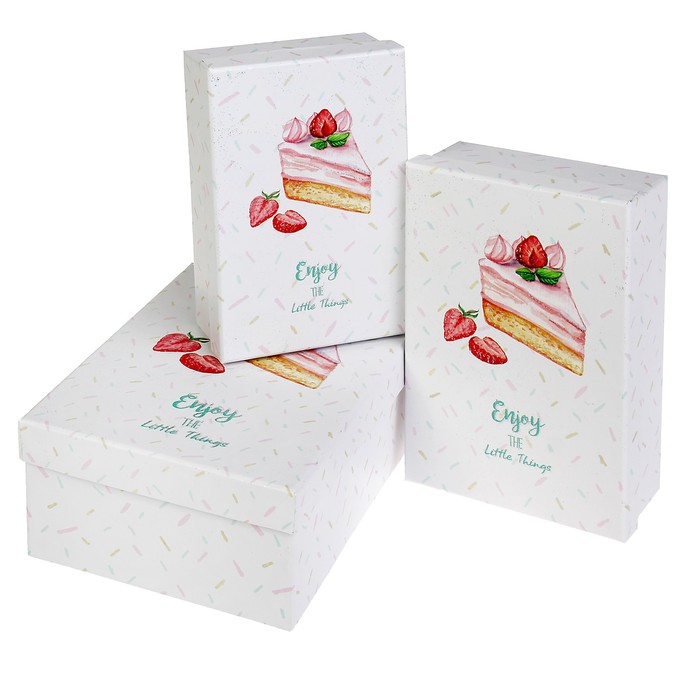 Набор коробок 3в1 "Кусочек торта", 22 х 16 х 8.5 - 18 х 12 х 5.5 см
