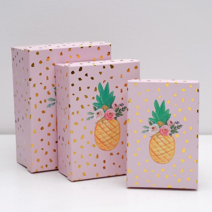 Набор коробок 3в1 "Ананасик", 22 х 16 х 8.5 - 18 х 12 х 5.5 см