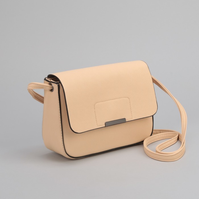 Сумка женская, отдел на молнии, наружный карман, длинный ремень, цвет молочный