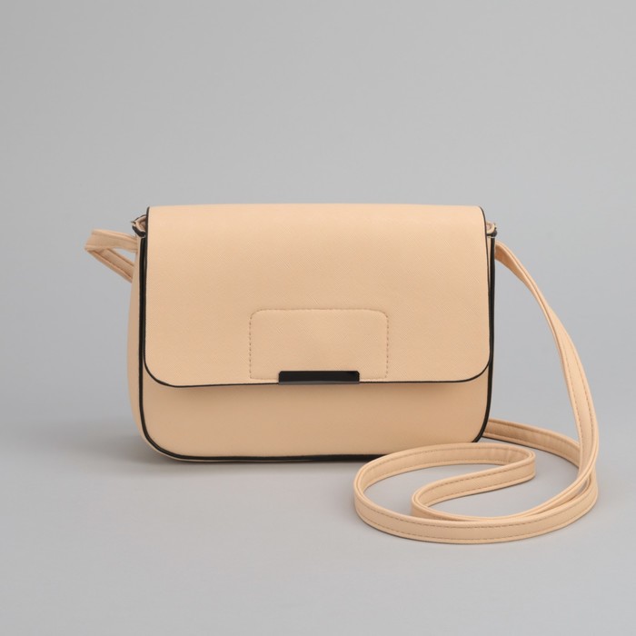 Сумка женская, отдел на молнии, наружный карман, длинный ремень, цвет молочный
