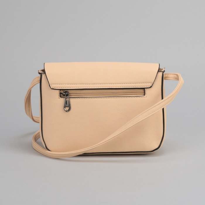 Сумка женская, отдел на молнии, наружный карман, длинный ремень, цвет молочный
