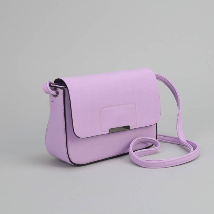 Сумка женская, отдел на молнии, наружный карман, длинный ремень, цвет сиреневый