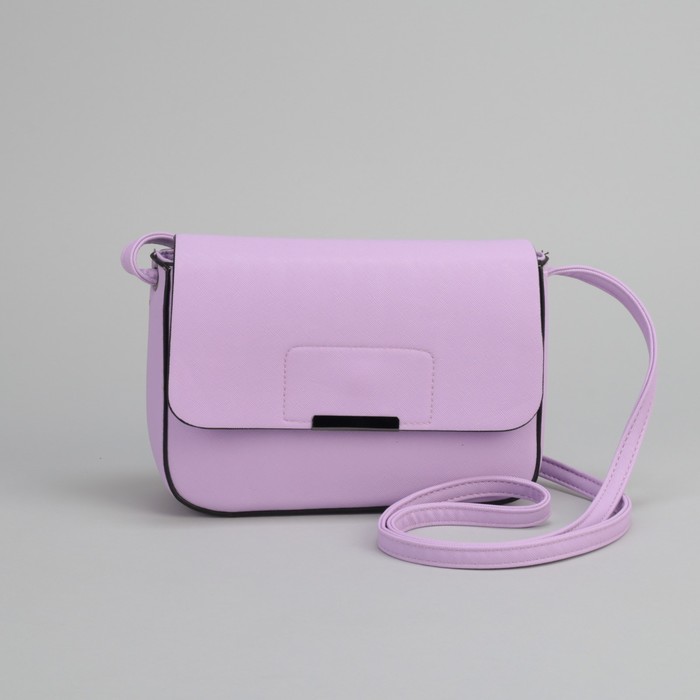 Сумка женская, отдел на молнии, наружный карман, длинный ремень, цвет сиреневый