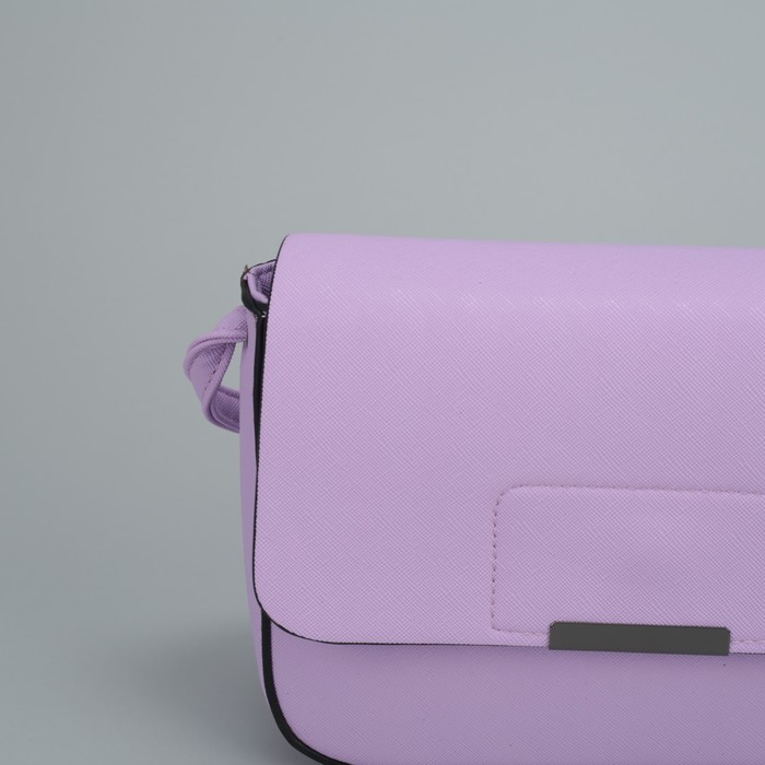 Сумка женская, отдел на молнии, наружный карман, длинный ремень, цвет сиреневый