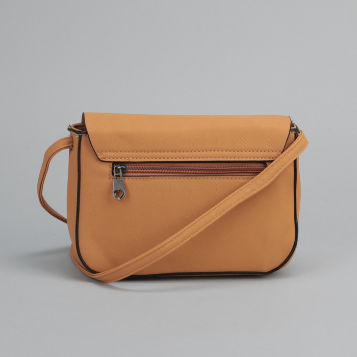 Сумка женская, отдел на молнии, наружный карман, длинный ремень, цвет бежевый