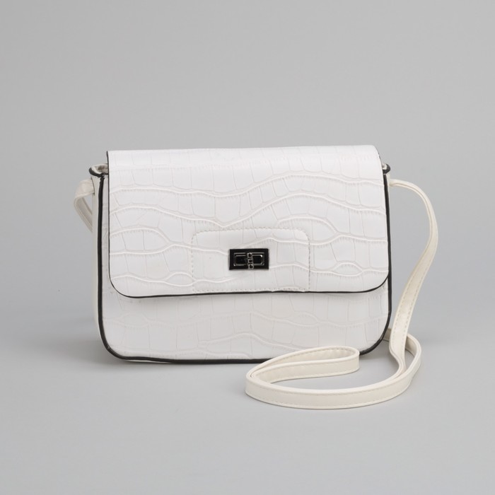 Сумка женская, отдел на молнии, наружный карман, длинный ремень, цвет белый