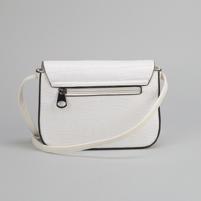 Сумка женская, отдел на молнии, наружный карман, длинный ремень, цвет белый