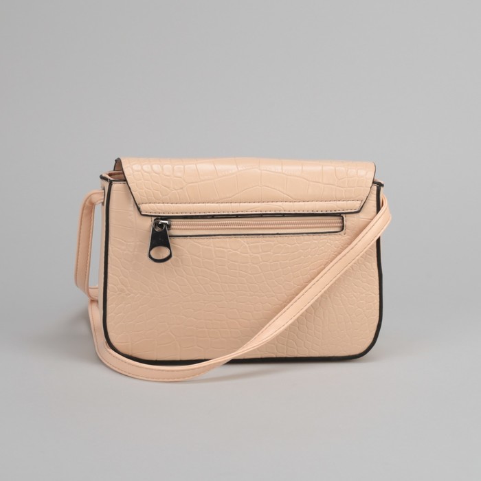 Сумка женская, отдел на молнии, наружный карман, длинный ремень, цвет бежевый
