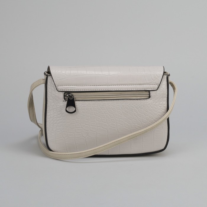 Сумка женская, отдел на молнии, наружный карман, длинный ремень, цвет молочный