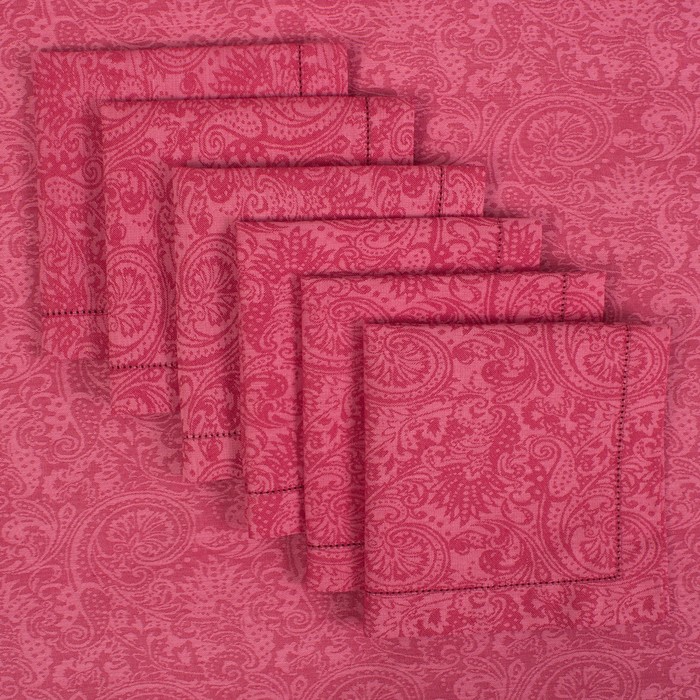 Набор столовый "Этель" Огурцы (вид2), цв. Бордо (скатерть 135х220, салф. 40х40 - 8 шт.), хл с ВМГО