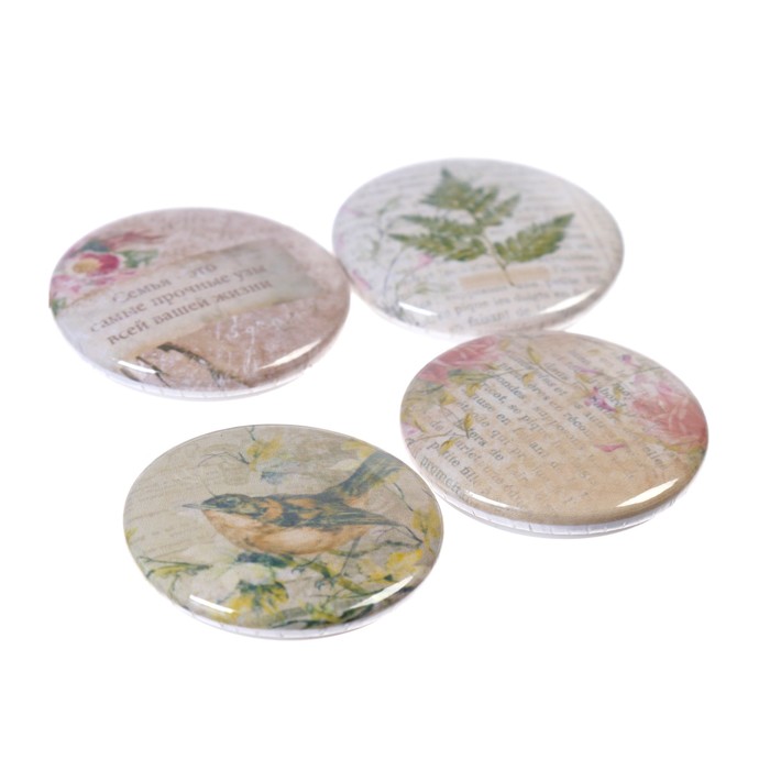 Набор фишек для скрапбукинга (4 шт) "Семейный архив" d=2,5 см