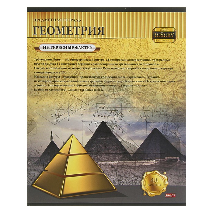 Тетрадь 48 листов клетка "Золотая серия" "Геометрия" обложка мелованный картон