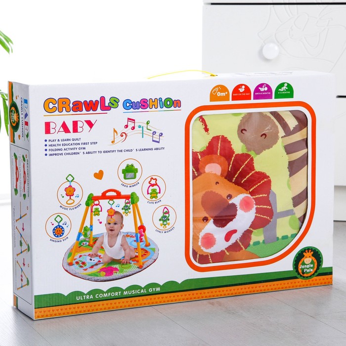 Развивающий коврик с игровой стойкой «Лисичка и друзья», музыкальная игрушка