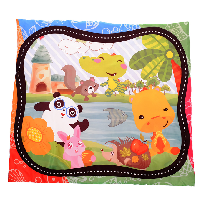 Развивающий коврик с дугами «Панда и друзья», 5 игрушек + безопасное зеркальце