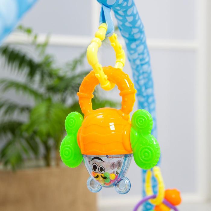 Развивающий коврик с дугами «Путешествие», 5 игрушек + безопасное зеркальце