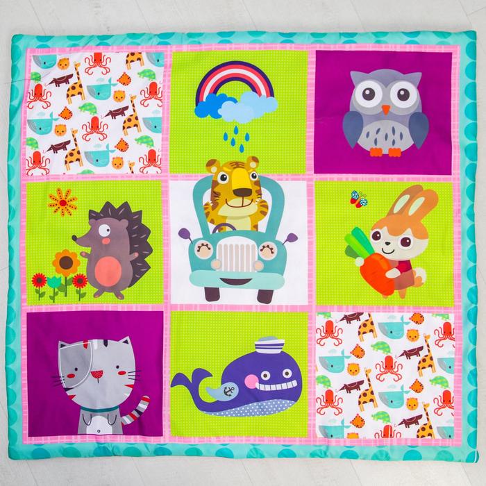 Развивающий коврик с дугами «Путешествие», 5 игрушек + безопасное зеркальце